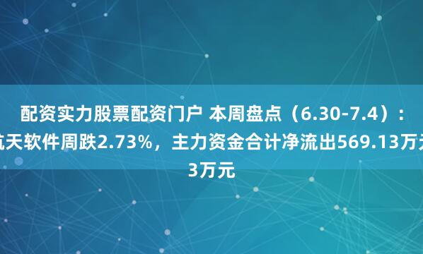 配资实力股票配资门户 本周盘点（6.30-7.4）：航天软件周跌2.73%，主力资金合计净流出569.13万元